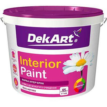 картинка Краска интерьерная акриловая DekArt Interior Paint белая матовая, 12.6 кг 