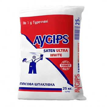 картинка Шпаклевка гипсовая Aygips Saten Ultra White Турция, 25 кг 