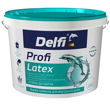 картинка Краска латексная акриловая Delfi "Profi Latex" для внутренних работ, 7 кг 