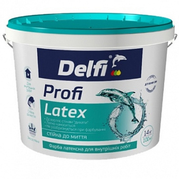 картинка Краска латексная акриловая Delfi "Profi Latex" для внутренних работ, 14 кг 