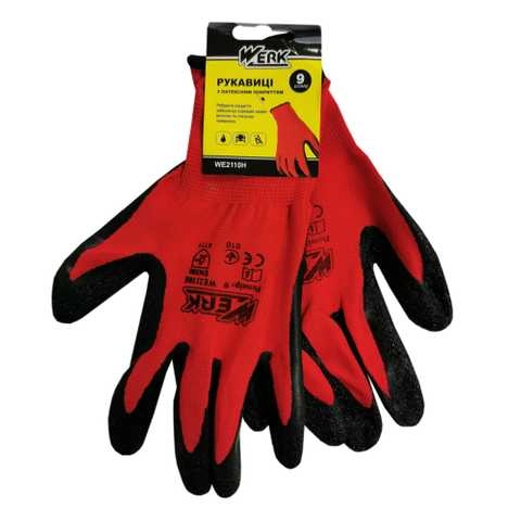 картинка Перчатки рабочие Werk (WE2110H) 74415, трикотажные полиэстер, латексное покрытие 