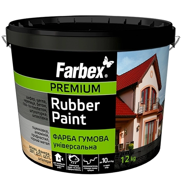 картинка Краска резиновая Farbex графит, 12 кг 