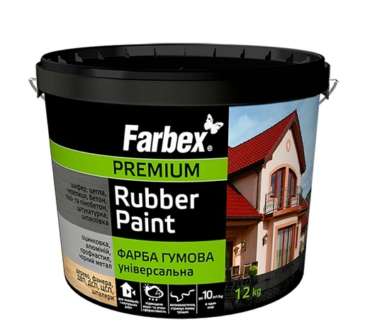 картинка Краска резиновая Farbex черная, 12кг 