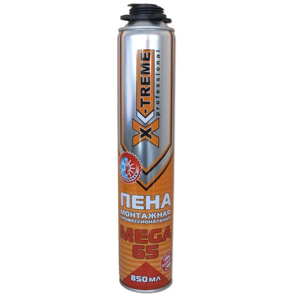 картинка Пена монтажная X-Treme МЕГА 65 зима/лето, профессиональная. ручная, 850мл 