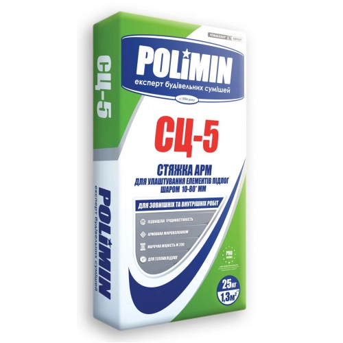 Фото Стяжка цементна Polimin СЦ-5 10-80мм, 25кг