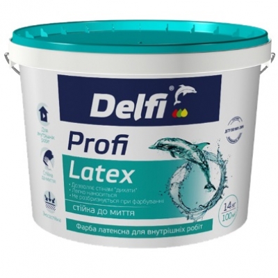 картинка Краска латексная акриловая Delfi "Profi Latex" для внутренних работ, 14 кг 