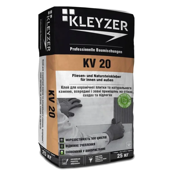 картинка Клей KLEYZER KV 20 для плитки, 25 кг 