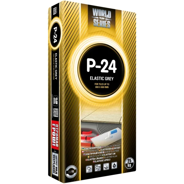 картинка Клей для плитки Polimin P-24 Elastic эластичный (серый), 25 кг 
