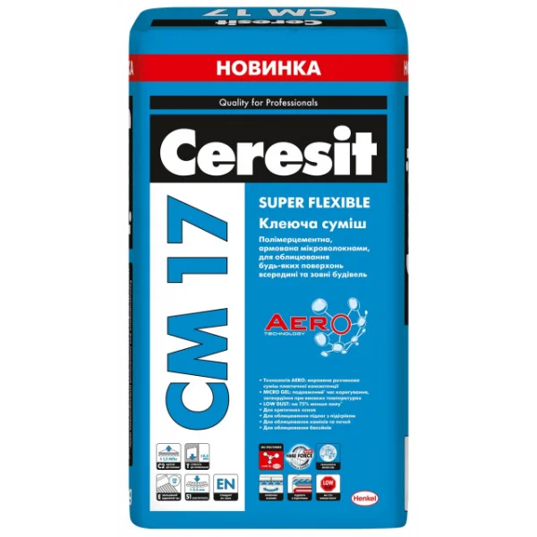 картинка Клей для плитки Ceresit CM 17 Aero (Super Flexible), 25 кг 