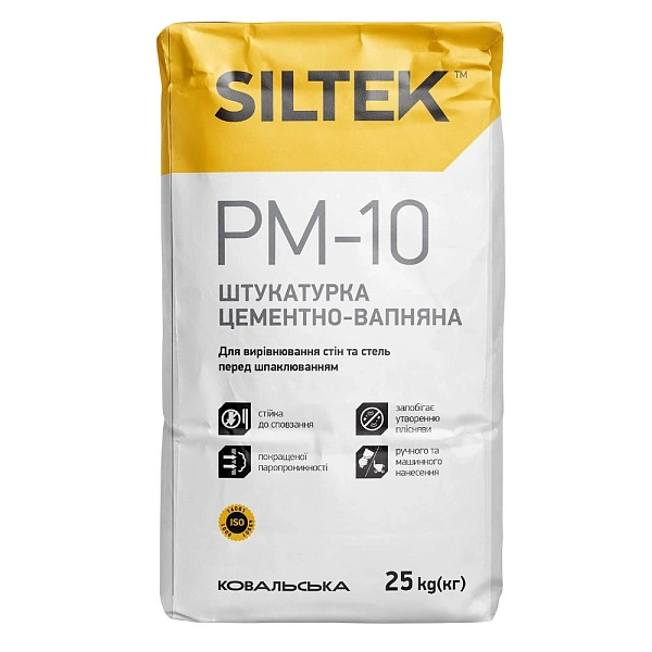 Фото Штукатурка Siltek PM-10 цементно-вапняна 25 кг