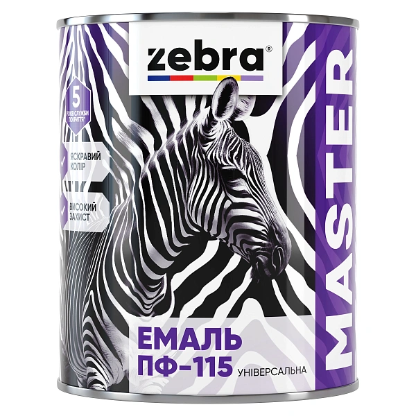 картинка Эмаль универсальная Zebra Master M12 ПФ-115 белая, 2,6 кг 