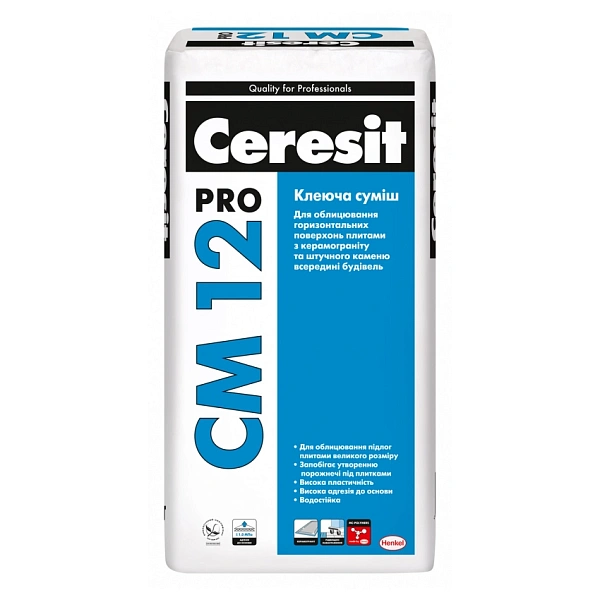 картинка Ceresit CM 12 PRO Клей для облицовки толстослойным методом, 27кг 