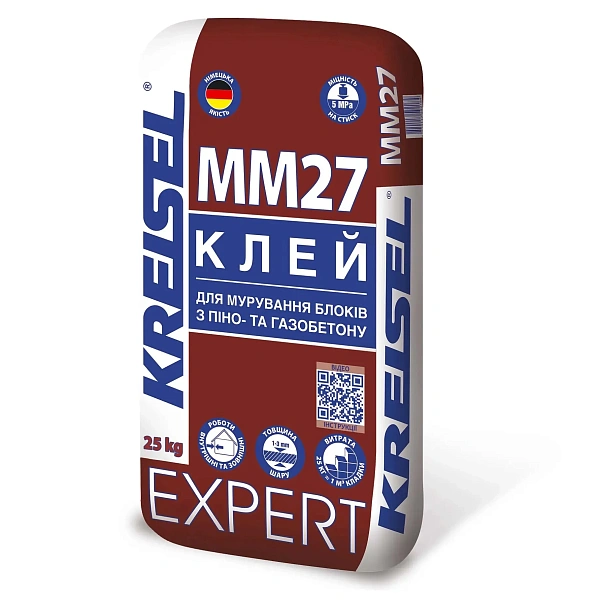 Фото Клей для кладки газобетонних блоків Kreisel Expert ММ27, 25 кг