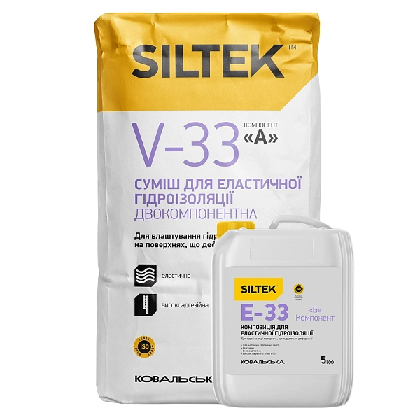 картинка Смесь Siltek V -33/Е-33 для еластичной гидроизоляции, 2-х компонентная, 18 кг + 5 кг 
