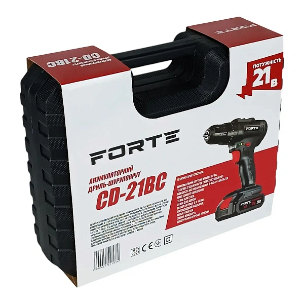 картинка Шуруповерт акумуляторный Forte CD-21BC 21В, 2А кейс (142793) 