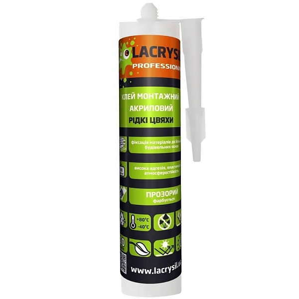 картинка Клей монтажный акриловый Lacrysil Жидкие гвозди, прозрачный, 440 мл 