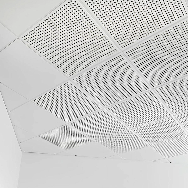 картинка Потолок подвесной кассетный Alubest оцинкованый перф. белый tegular 600х600мм 