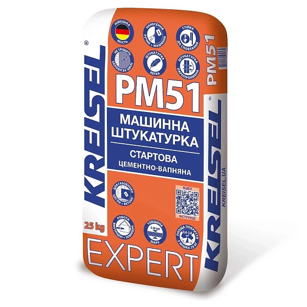картинка Универсальная цементно-известковая штукатурка KREISEL РМ51 (501) EXPERT, 25 кг 