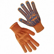 Перчатки трикотажные оранжевые с ПВХ точкой Seven 78412 "б" (69877)