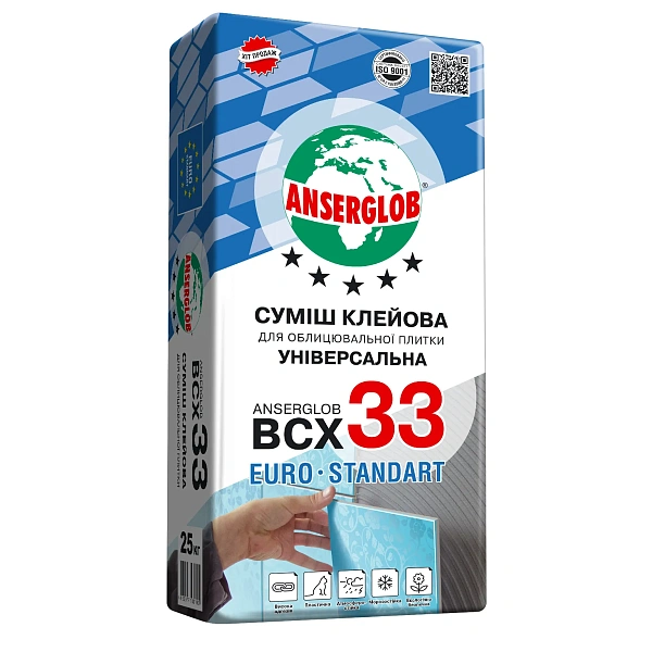 картинка Клей для плитки Anserglob BCX 33, 25 кг 