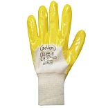 Перчатки ХБ белые с желтым нитриловым покрытием 3/4 10р. 69474