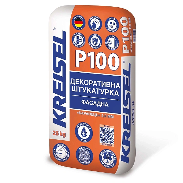 картинка Штукатурка Kreisel P100 декор. «барашек» 2 мм, 25 кг 