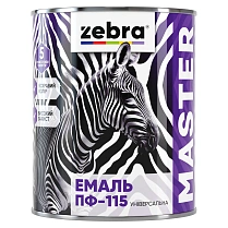 Эмаль универсальная Zebra Master M90 ПФ-115 черная, 2,6 кг