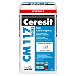 Клей Ceresit СМ-117 Marble & Mosaic белый и эластичный для плитки и гранита, 25кг