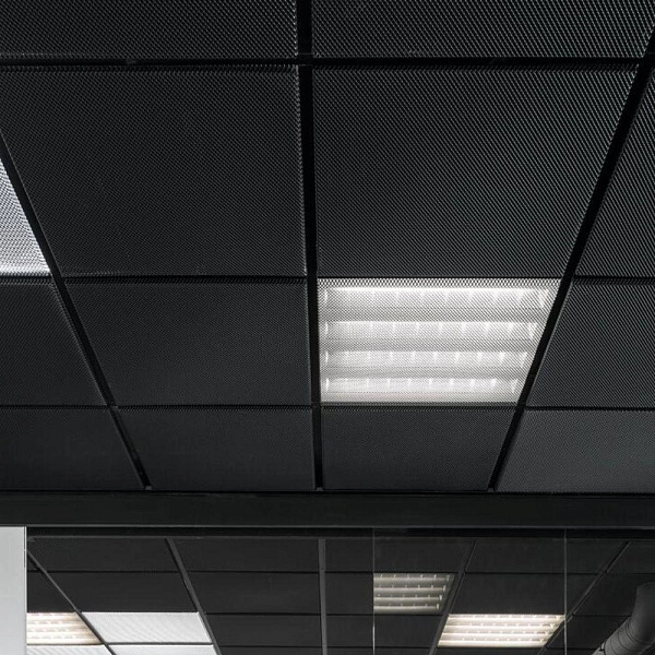 картинка Потолок подвесной кассетный Alubest оцинкованый перф. черный tegular 600х600мм 