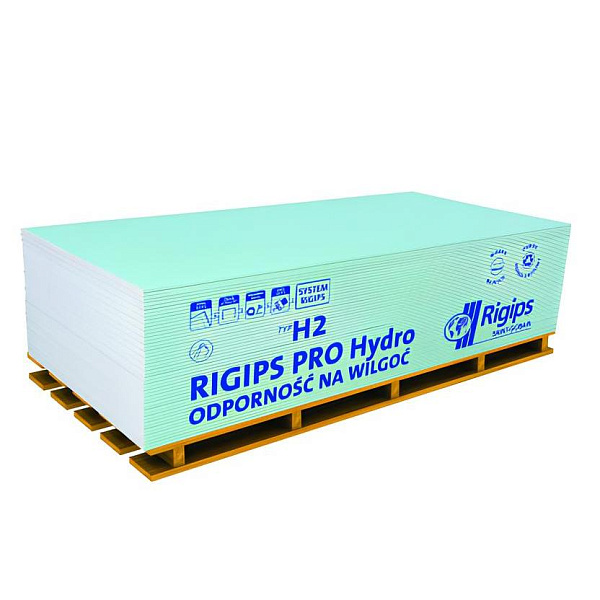 картинка Влагостойкий гипсокартон Rigips PRO Hydro 12,5x1200x2000мм 