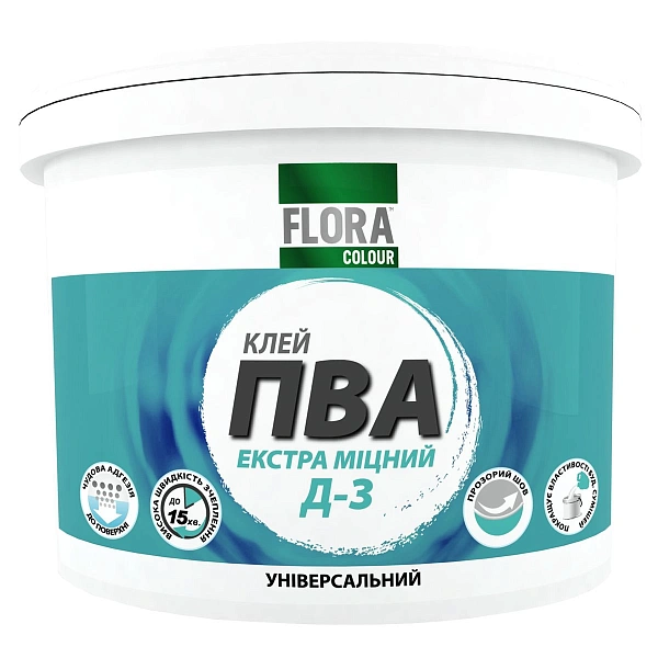 картинка Клей ПВА Flora Colour Д3, 1 кг 