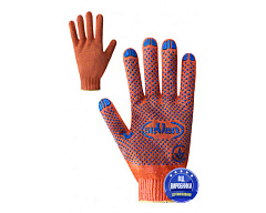 Перчатки трикотажные оранжевые с ПВХ точкой 78212х (69509)