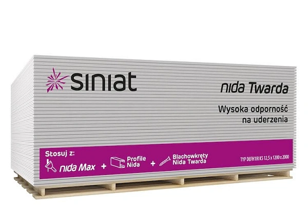картинка Плиты гипсокартонные ударостойкие NIDA Twarda 12.5x1200x2000мм 