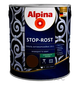 картинка Емаль Альпіна Stop-Rost, черний RAL 9005, (0.75+0.75л ), 1,5 л 