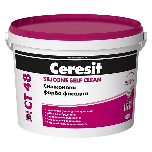 картинка Краска силиконовая CERESIT CT-48 база, 10л 