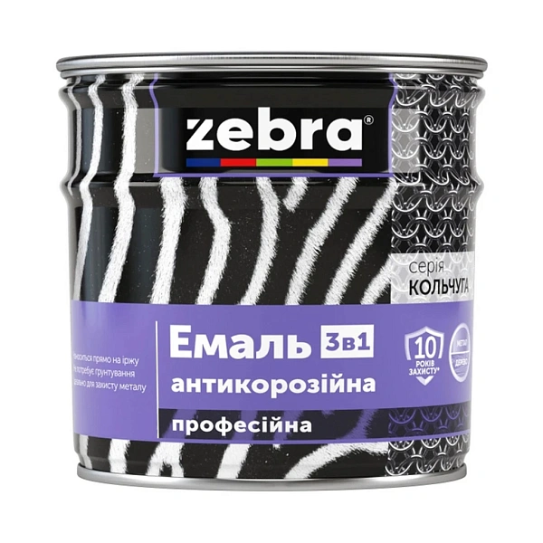 картинка Эмаль антикоррозионная Zebra 3в1 Кольчуга 18 темно-серая, 2,2кг 