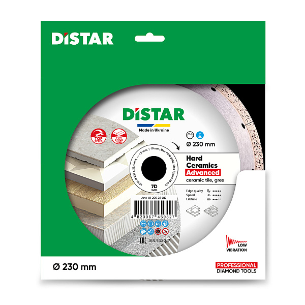 картинка Круг алмазный отрезной Distar 230x1,6/1,2x10x25,4 Hard ceramics Advanced, 1A1R 11120528017 