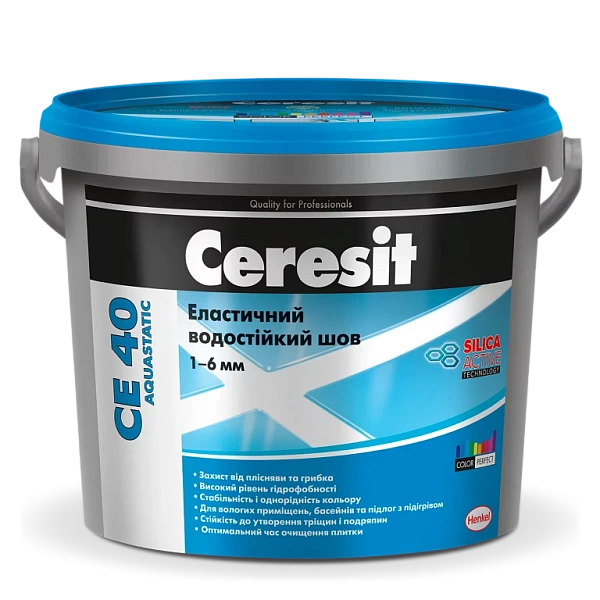 картинка Затирка Ceresit CE 40 Aquastatic серебристая, 5кг (2300211) 