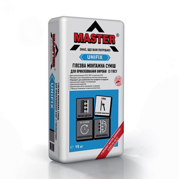 картинка Уценка. Клей для гипсокартона MASTER UNIFIX, 30кг 