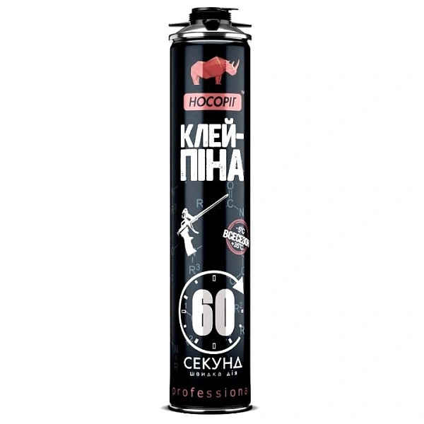 картинка Клей-пена монтажная проф. Носорог 60 секунд, 850 мл 