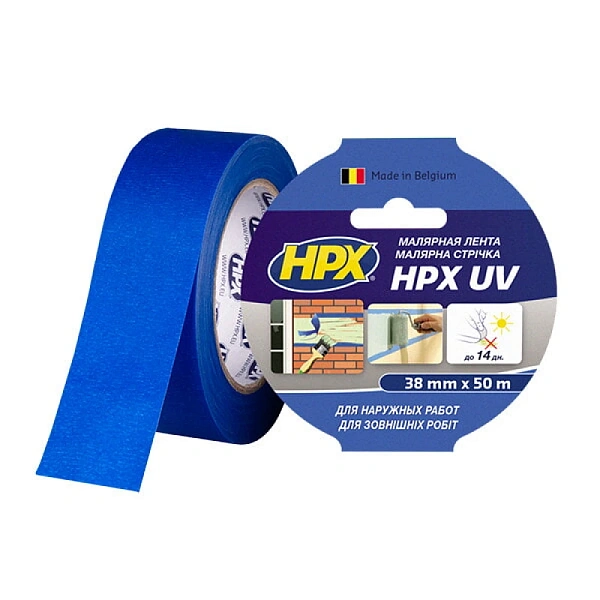 картинка Лента малярная HPX MU3825 60°С синяя с защитой от УФ 38мм, 25м 