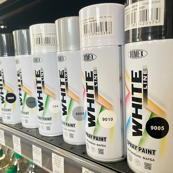 картинка Аэрозольная краска Domex White Line 101 серая, 400 мл картинка Аэрозольная краска Domex White Line 101 серая, 400 мл