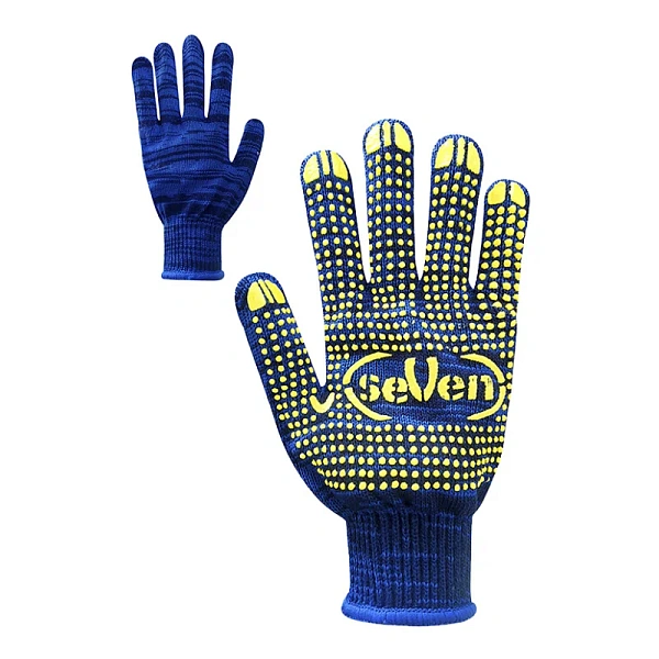 картинка Перчатки трикотажные синие с ПВХ точкой 78314, р.10 