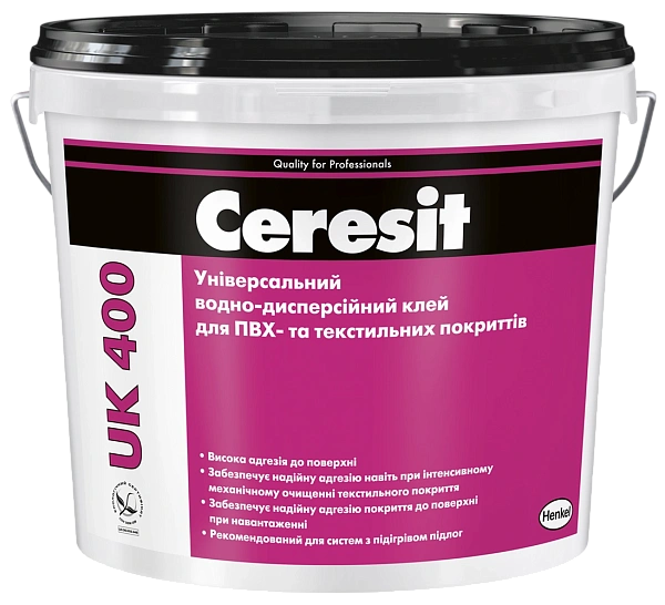 картинка Универсальный водно-дисперсионный клей для ПВХ и текстиля. Ceresit UK 400/14 
