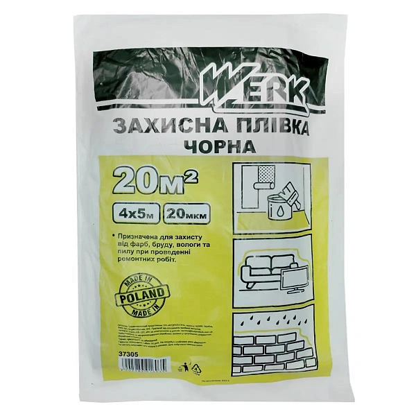 картинка Защитная П/Е пленка Werk 4х5 м, 20 мкм, черная (37305) 118714 картинка Защитная П/Е пленка Werk 4х5 м, 20 мкм, черная (37305) 118714