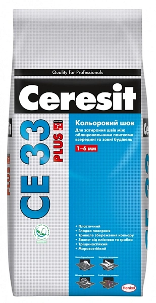 картинка Затирка для швов Ceresit CE 33 PLUS 110 светло-серый шов до 6мм, 2кг 