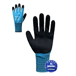 Перчатки синтетические синие с сине-черным полным вспененным латексным покрытием 10р. 69803