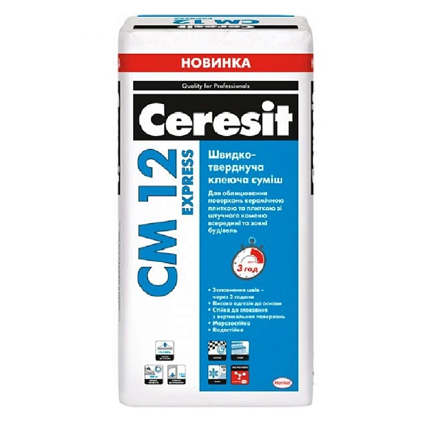 Фото Клей швидкотвердіючий Ceresit CM 12 Express, 25кг