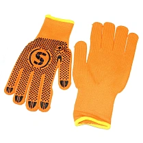 Утепленные перчатки оранжевого цвета с ПВХ точка Seven 69127, размер 10