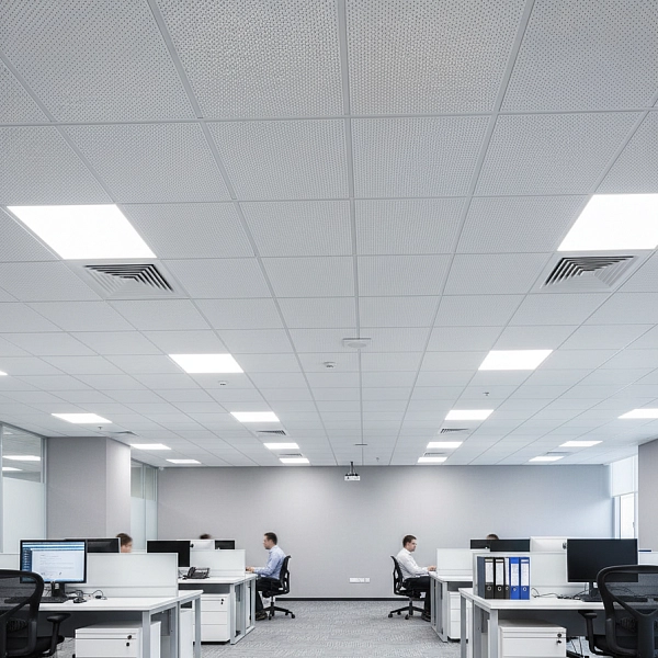 картинка Потолок подвесной кассетный Alubest оцинкованый перф. белый board 600х600мм 